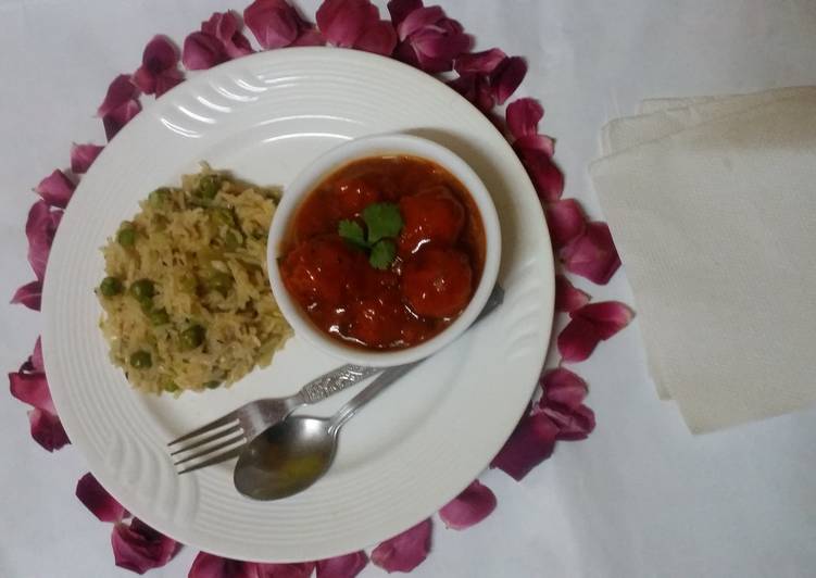 How to Prepare Favorite Greavy Manchurian with matar pulav