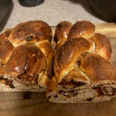 Cinnamon Raisin Challah (One Loaf, Mixed Braids) A picture of Cinnamon Raisin Challah (One Loaf, Mixed Braids).
