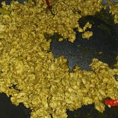A picture of Minced chicken with green sauce.