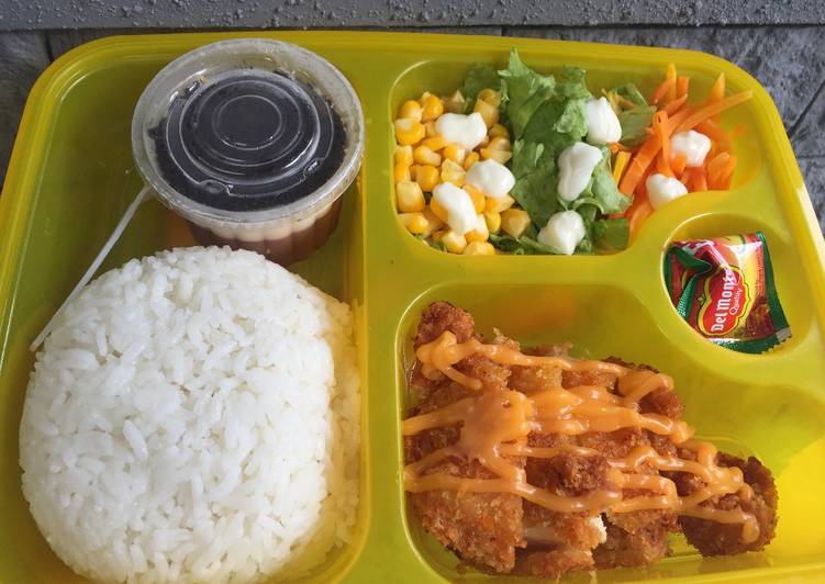 Bekal sekolah anak chicken katsu saus keju