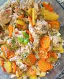 Pollo sudado con vegetales