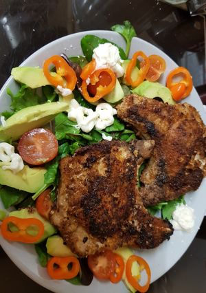 A picture of My Spicy Juicy Pork Chops in Breadcrumbs. 😘.