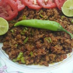 A picture of Tawa qeema (Mutton).