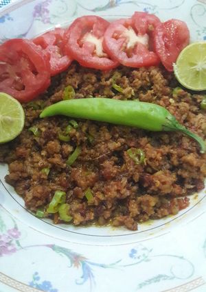 A picture of Tawa qeema (Mutton).