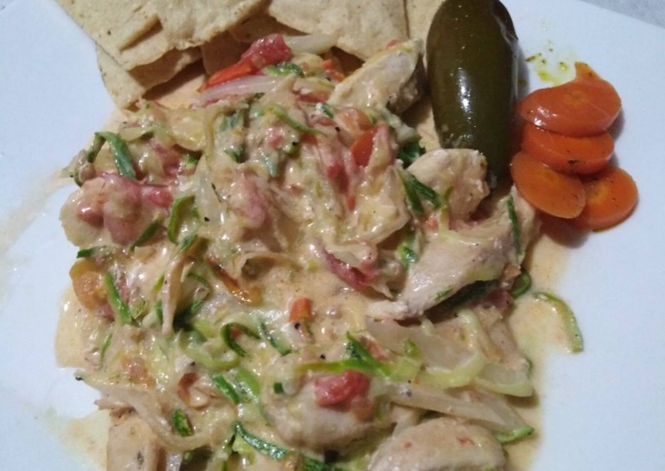 Fajitas de pollo con "Spaghetti" De calabaza