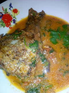 A picture of Fish soup in coconut milk.