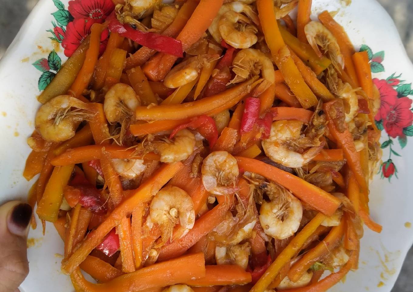 Tumis udang wortel