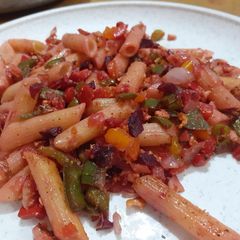 A picture of Veg Pasta in Homemade Tomato Salsa.