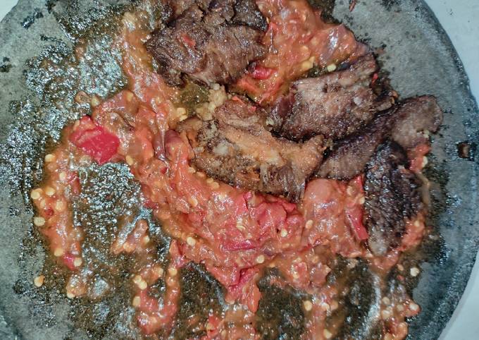 Resep Daging Sapi penyet sambal bawang Anti Gagal