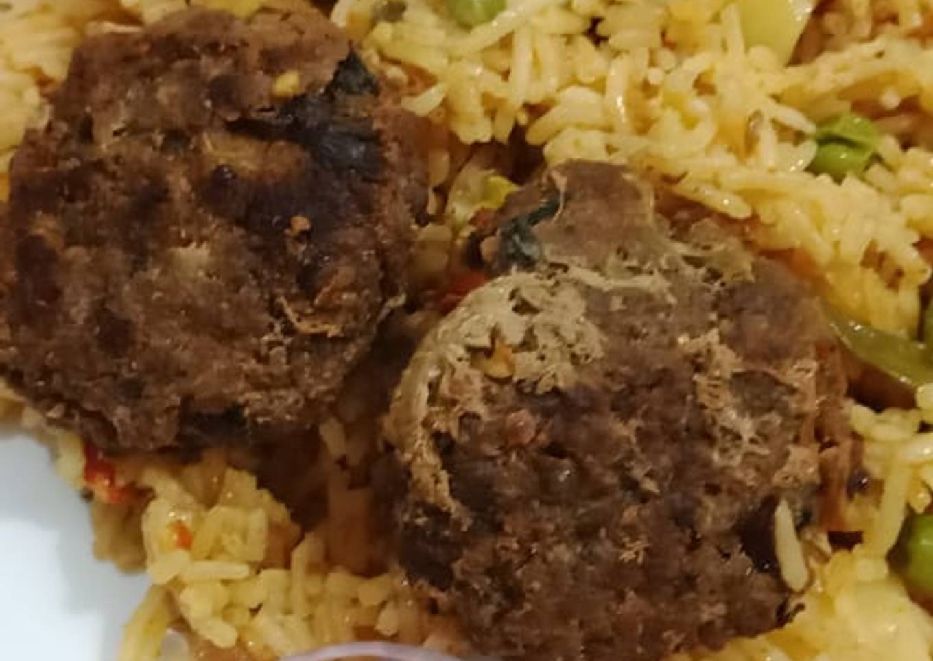 Mater pulao with shami kabab