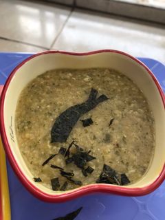 Hình của món Cháo tôm rau dền đỏ - rong biễn cho bé ăn dặm.