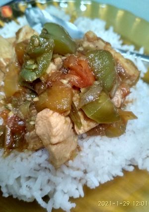 Foto resep Menu diet: ayam tempe cabe ijo