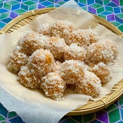 A picture of Sweet Potato Klepon (Ondeh Ondeh).