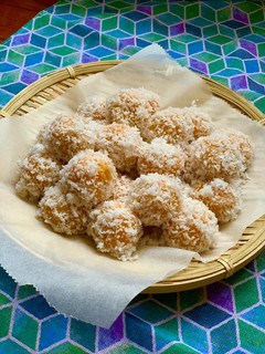 A picture of Sweet Potato Klepon (Ondeh Ondeh).
