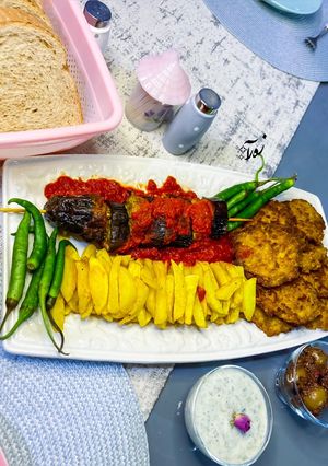 عکسی از دستور آموزش بادمجون کبابی تابه ای🍆🍅