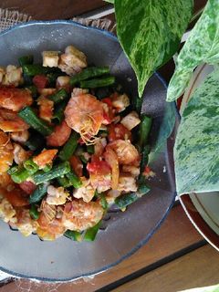 Foto resep Oseng udang, kacang panjang, tempe
