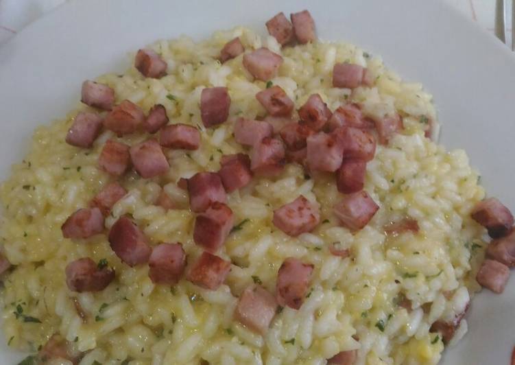 Recetta di Veloce Riso alla carbonara alternativa
