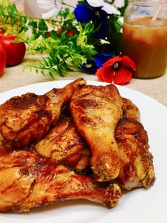 A picture of Air Fryer chicken drumsticks.
