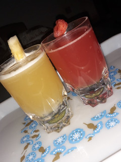 A picture of Natural pineapple and Watermelon juice.
