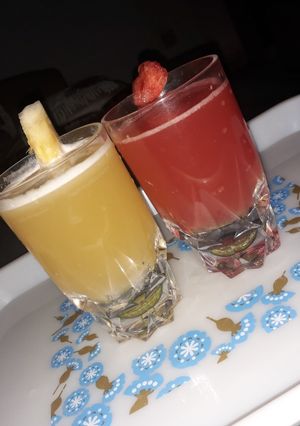 A picture of Natural pineapple and Watermelon juice.