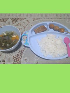 Foto resep Sayur Asem + Tempe, Tahu & Telur puyuh Bacem (MPASI)