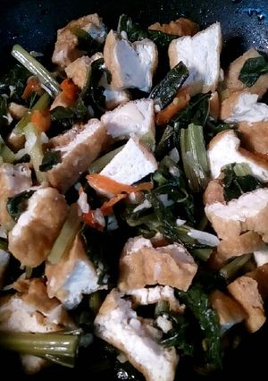 Foto resep Tumis sawi hijau plus tahu