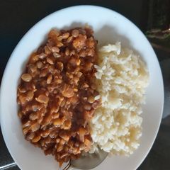 A picture of Lentils and rice.