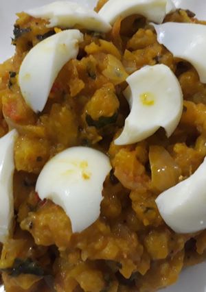A picture of Plantain porriage with egg.