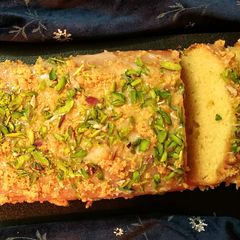 A picture of Eggless Butterscotch Pound cake.