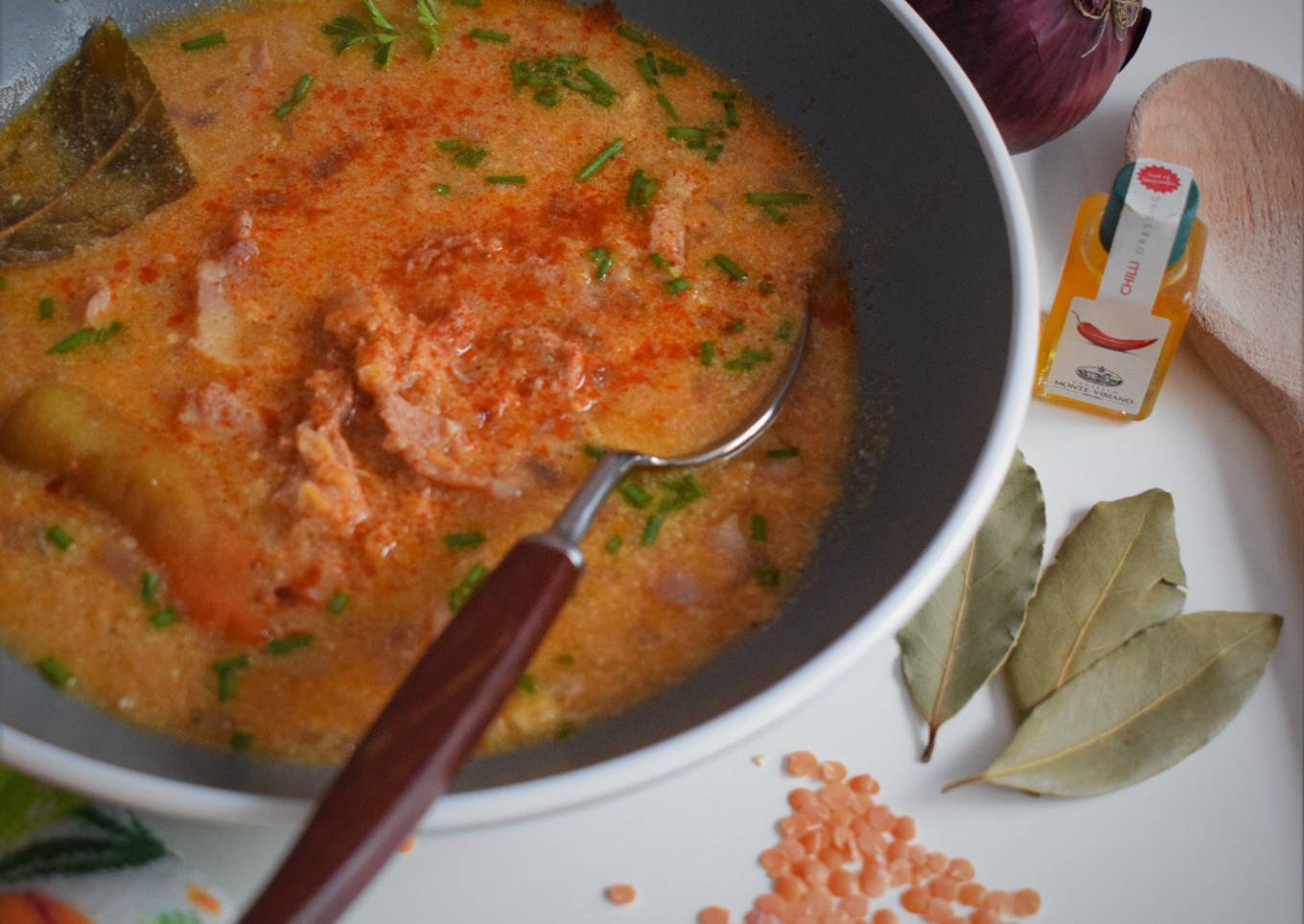 Lentil soup with smoked ham
