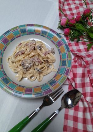Foto resep Fettucini smoke beef jamur