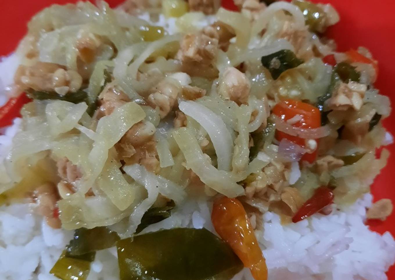Tumis labu siam tempe