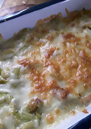 A picture of Sig's Creamy Cheesy Leeks and Bacon.