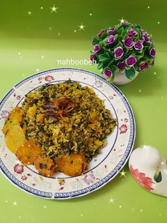 عکسی از دستور اسفناج پلو با گوشت چرخ کرده 🍀