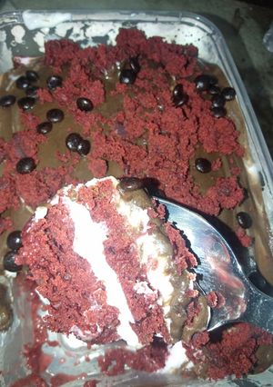 Foto resep Dessert box red velvet simple