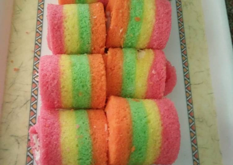 Cara Gampang Membuat Mini rainbow roll Anti Gagal