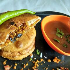 A picture of Yellow lentil (Moong Dal) Kachori.