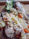 Revuelto de arroz, verdura y pollo