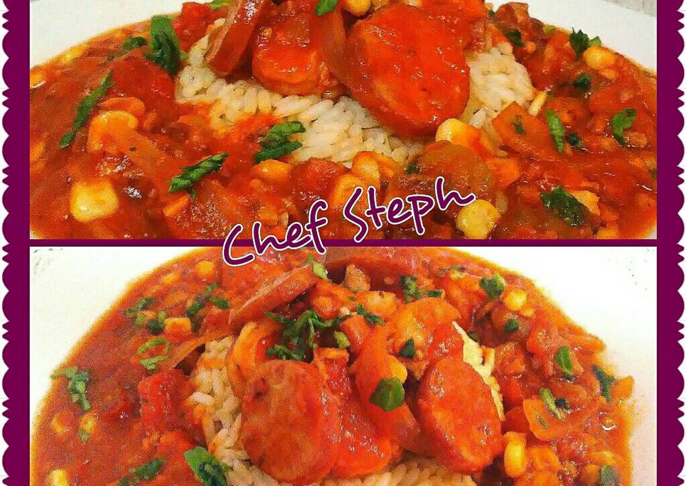 Succotash with seafood and sausage