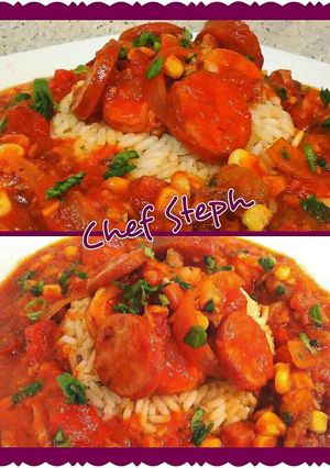 A picture of Seafood and Sausage Succotash.