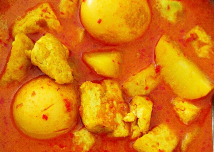Bagaimana Membuat Telur kentang tahu masak santan🥥 yang Bisa Manjain Lidah