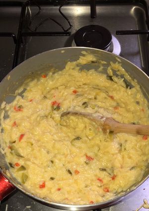 Una foto de Risotto 4 quesos con zapallito