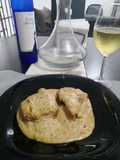 Lomo de atún en crema de pistache