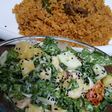 Jollof rice and salad