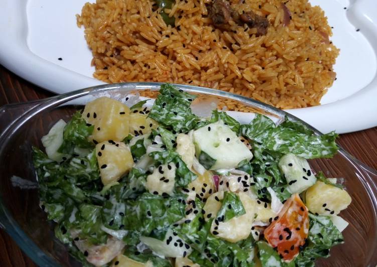 Jollof rice and salad