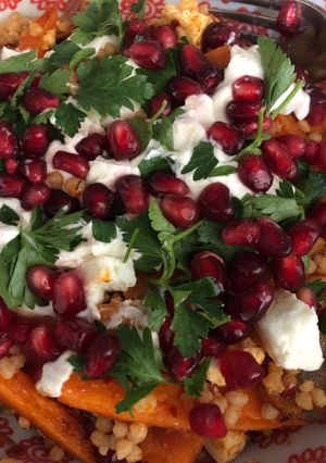 A picture of Roasted vegetables: the rose harissa mix.