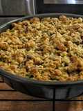 Pumpkin pie with pecan crumble topping