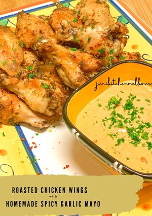 Foto resep Roasted Chicken Wings with Homemade Spicy Garlic Mayo