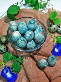 Foto resep 515. Pindang Telur Puyuh Marble Bunga Telang