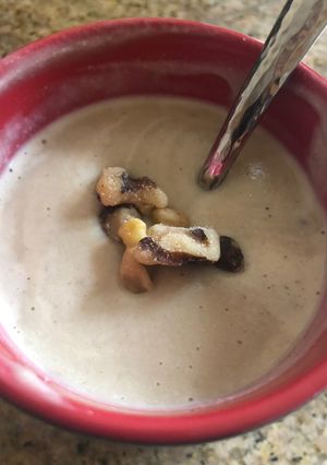 A picture of Sweet Potato Latte with Walnuts.